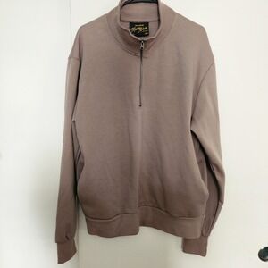 Maison Article Quarter Zip Sweatshirt Mens Large Mauve Taupe Excellent Particle
